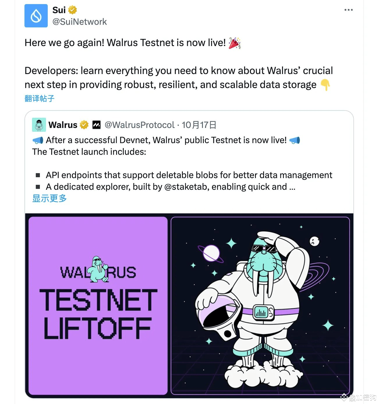 Walrus 测试网空投教程：SUI官推亲喊的项目，潜力巨大